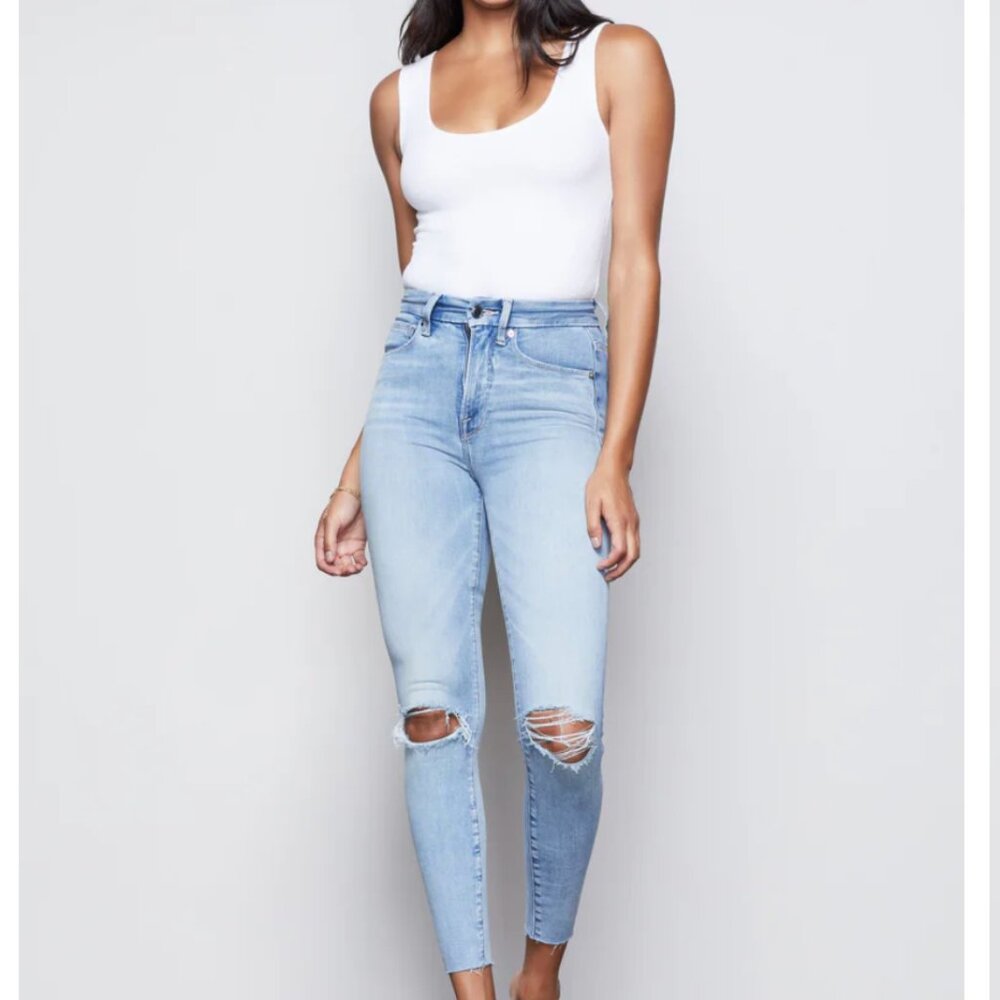 Good Waist Crop Raw Edge Skinny Jeans